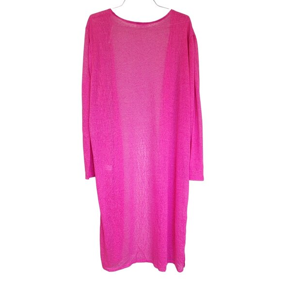 Long Cardi Hot Pink Lightweight Knit Open Front Womens 2XL By GeeGee NEW - Picture 2 of 7